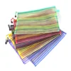 A4 size meshy rainbow with multi colors plastic documents file bag of zipper closure for documents and small parts storage