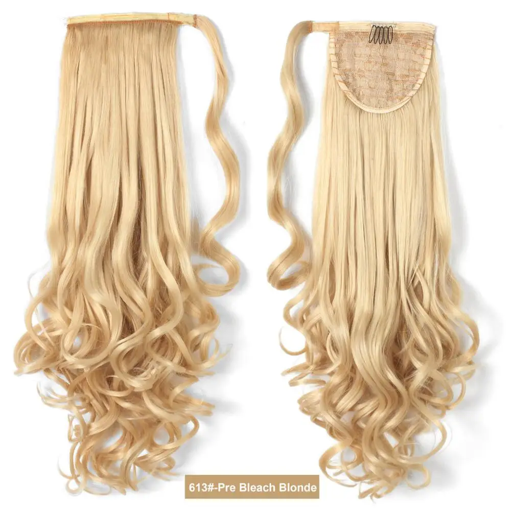 
Heat resistant curly drawstring ponytail blonde hair extension wrap around ponytails 
