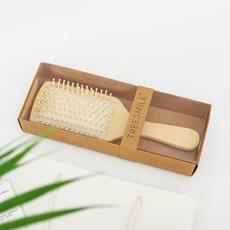 
quality gift bulk rectangle Airbag Head Massage wooden/bamboo magic Hair Comb with stainless steel or log teeth 