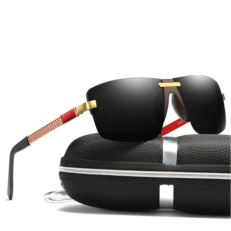 

New fashion brand design metal square sunglass private logo rimless unisex sun glasses polarized sunglasses men