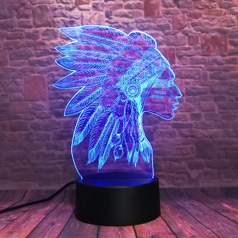 

Luminous India People Model Decoration 3D Illusion Led Lamp 7 Color Changing Night Light Flashing India Figure Toys Child Gifts, 7 colors