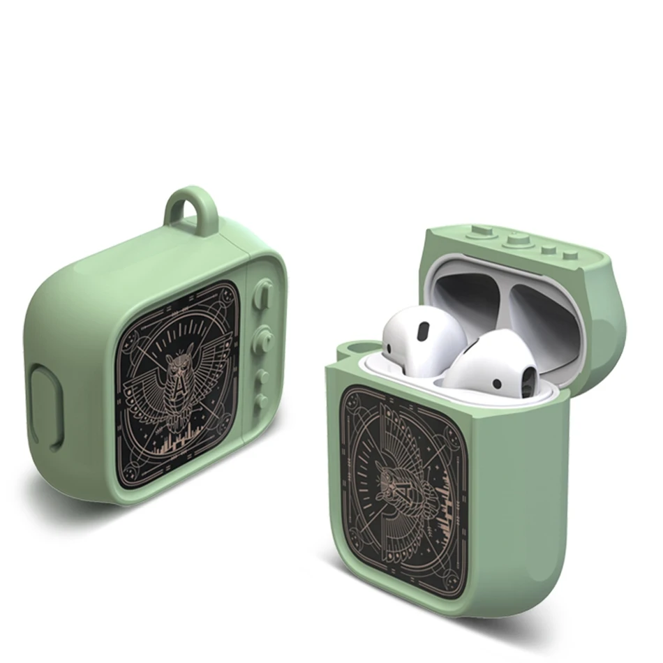 

For AirPods Case Cute Cartoon Earphone Cases For Apple Airpods Funny Design Accessories Protect Cover with Carabiner Hook