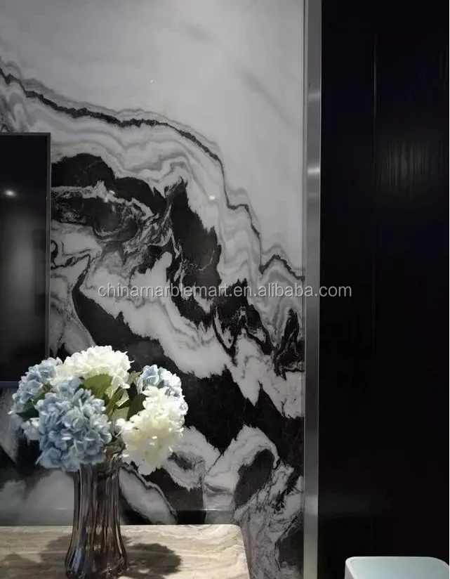 China quarry price Custom Cutting Stone panda white marble slab tile