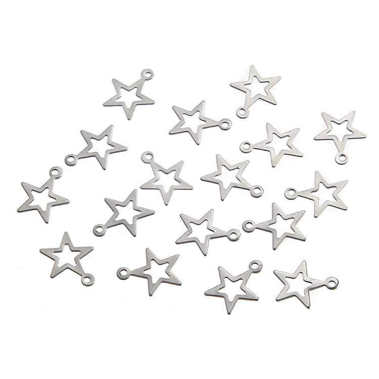 

Wholesale Stainless Steel Bulk Star Custom Blank Bracelet Pendant Charms For DIY Jewelry Making