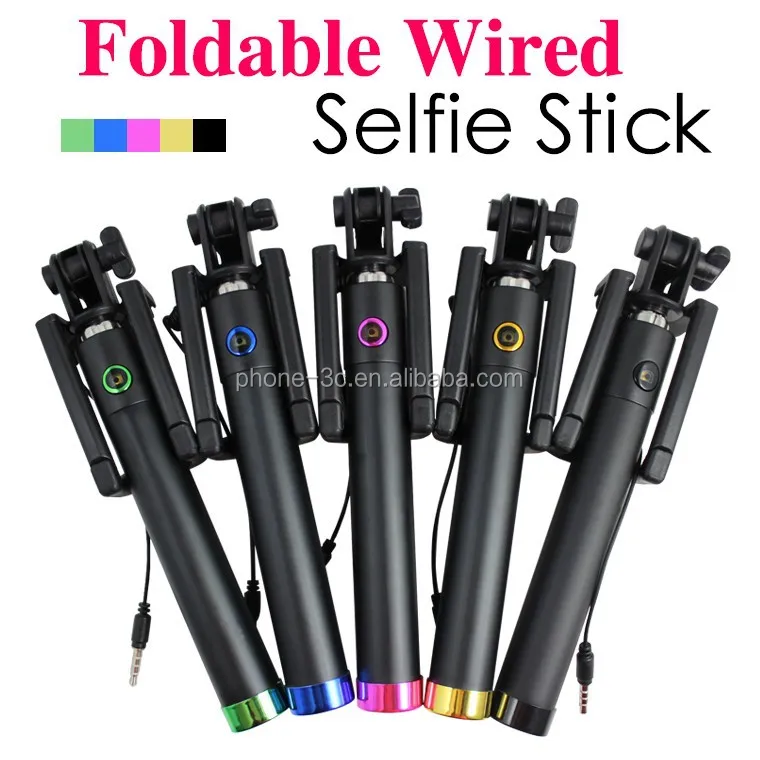 2016 Promotional Cable Take Pole Selfie Stick , Wired Monopod Selfie Stick , OEM Wired Selfie Monopod With High Quality