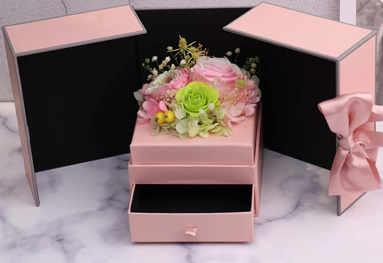 Best Gift Everlasting Real Preserved  Roses Flower With Jewelry Drawer Gift Box