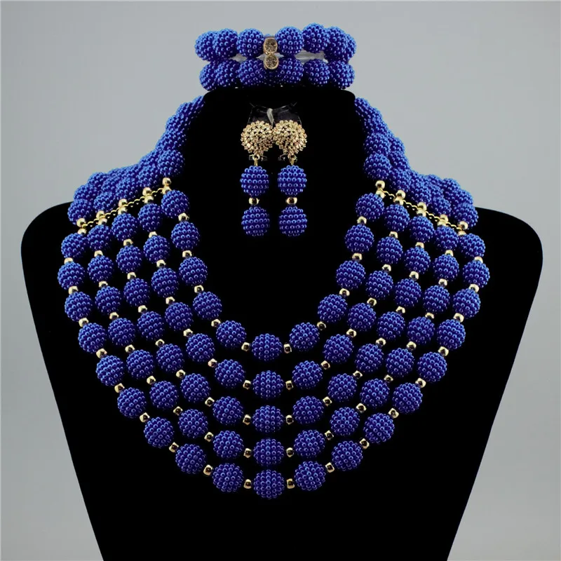 

Beautiful Nigerian wedding african beads jewelry set Crystal and beads flower statement choker necklace sets for women, Picture