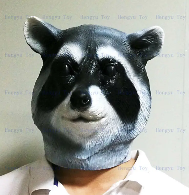 Realistic Raccoon Latex Head Mask female Rubber Animal Halloween Novelty Costume 