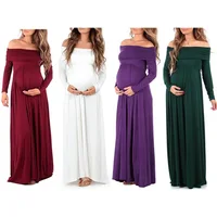 

Maternity Maxi Dresses 2018 Maternity Photography Props Chiffon Vestidos Off Shoulders Maxi Pregnant Dress Pregnancy Photo Shoot