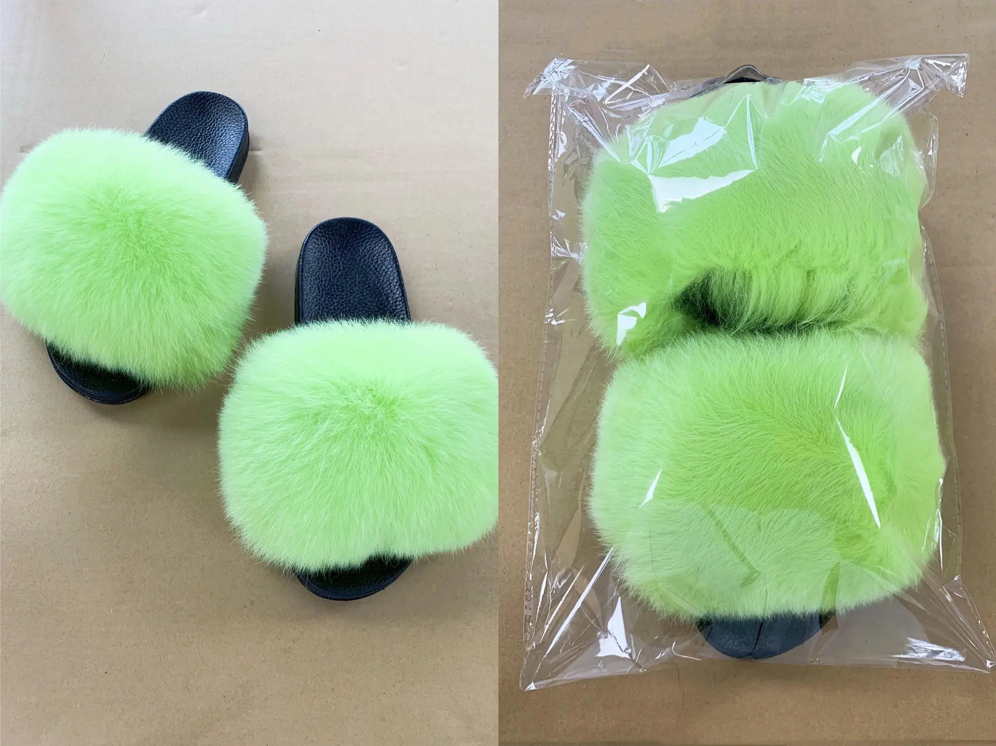 real racoon fur slides