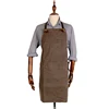 Customized durable heavy duty waxed canvas workshop apron with real leather aprons