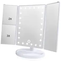 

3X Magnify 24pcs led hollywood trifold salon compact vanity led lighted makeup mirror with light