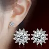 Sun flower full CZ diamond stud earrings