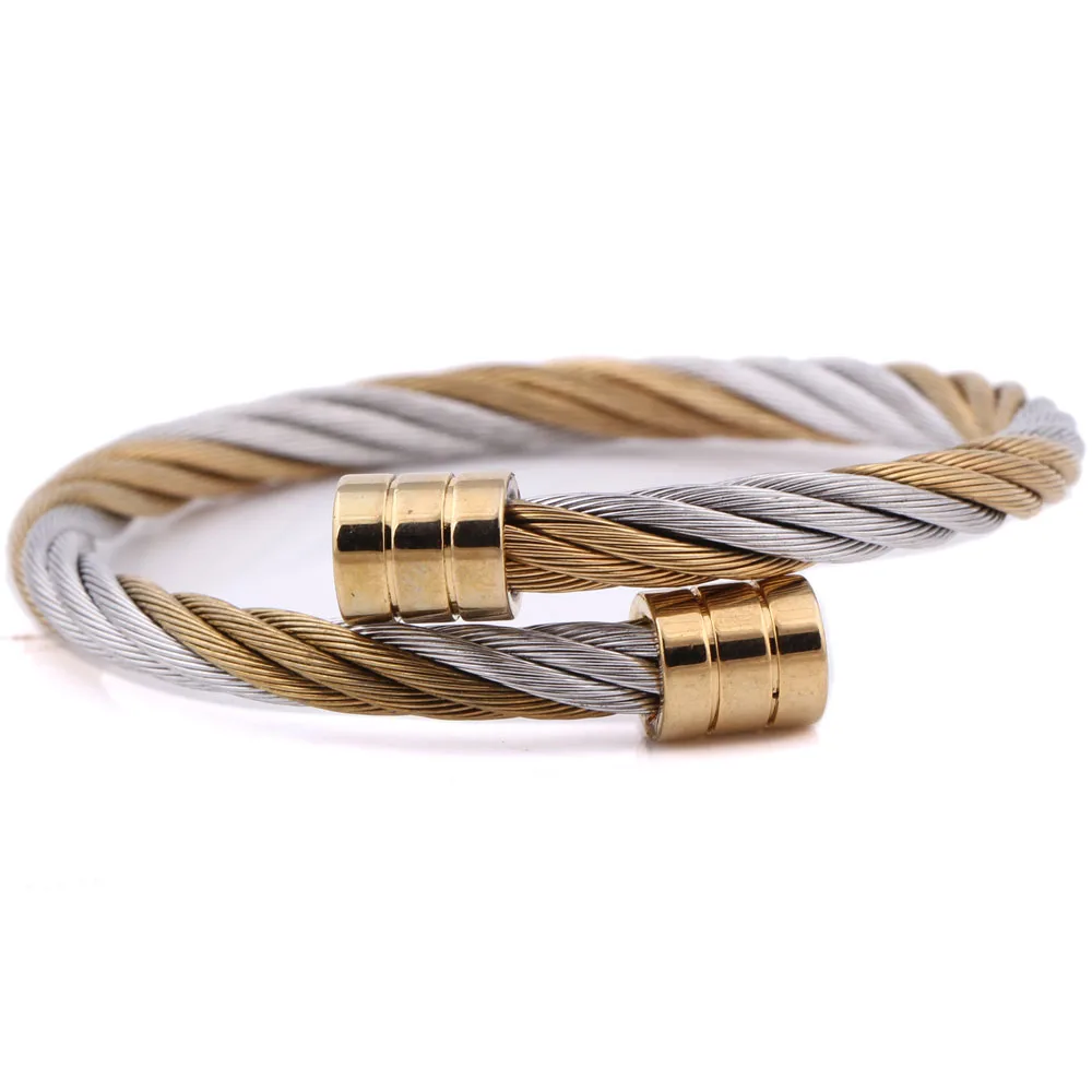 

Gold And Silver Wire Stainless Steel Spiral Steel Wirs Stainless Steel bracelet Jewelry For Women