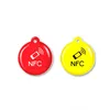 Programmable waterproof NFC pet dog tags with metal rings with printing QR code unique ID number for tracking