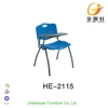 Ergonomic shell plastic stackable chair with right handed table arm Plastic Chairs Wholesale HE-2115