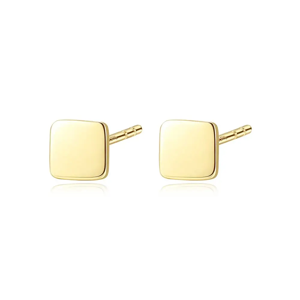 

GEM&TIME 14K Gold Earrings Simple Design Stud Earring Korea Earring Square Shape Gift for WomenJewelry Wholesale