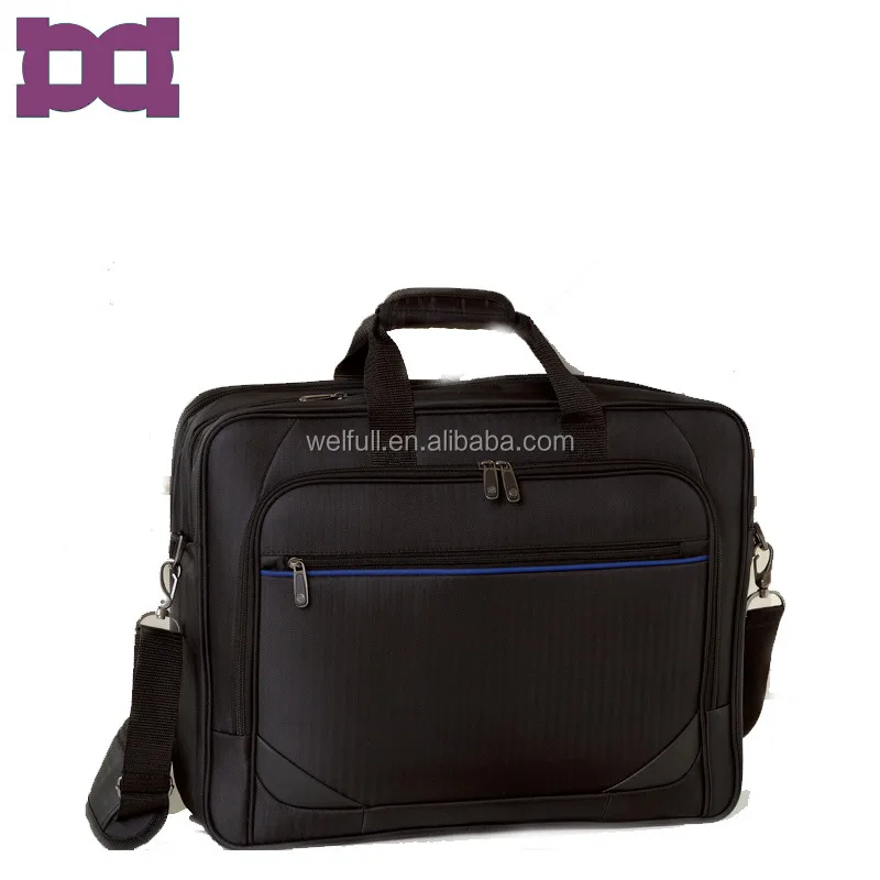 20 Inch Size Laptop Bag With Shoulder Strap Black With Blue Detailing