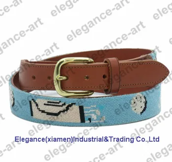 belt needlepoint genuine golf leather larger