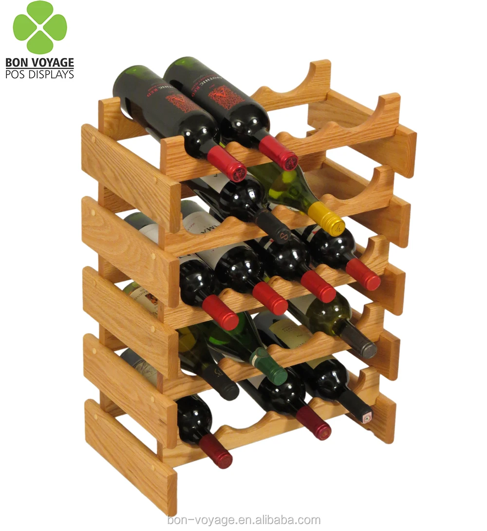 Counter Oak Wood Wine Rack Bottle Display Stand Loading Short