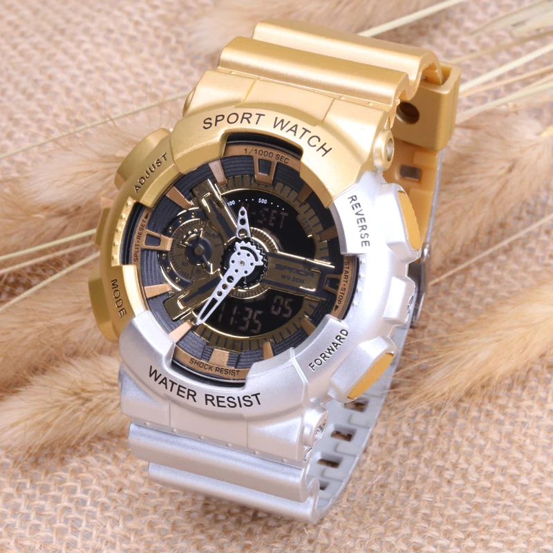 

WJ-7536 Sanda Fashion Charming Commerce Electronic Watch Double Waterproof High quality Casual Men's Wristwatch, Mix