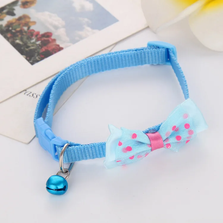 

Cute Dog Collars Pet Collars With Bowknot small Bell Necklace Collar For Little Dogs Cat, As the pictures