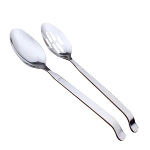 Image of Stainless Steel Buffet 11inches Serving Spoon and Slotted Spoon Used Wedding
