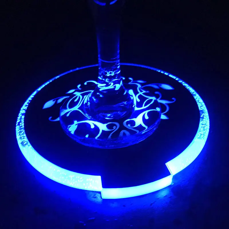 

Colorful Led wine acrylic bar coaster with coin battery For Drink Glass Bottle, Pantone color