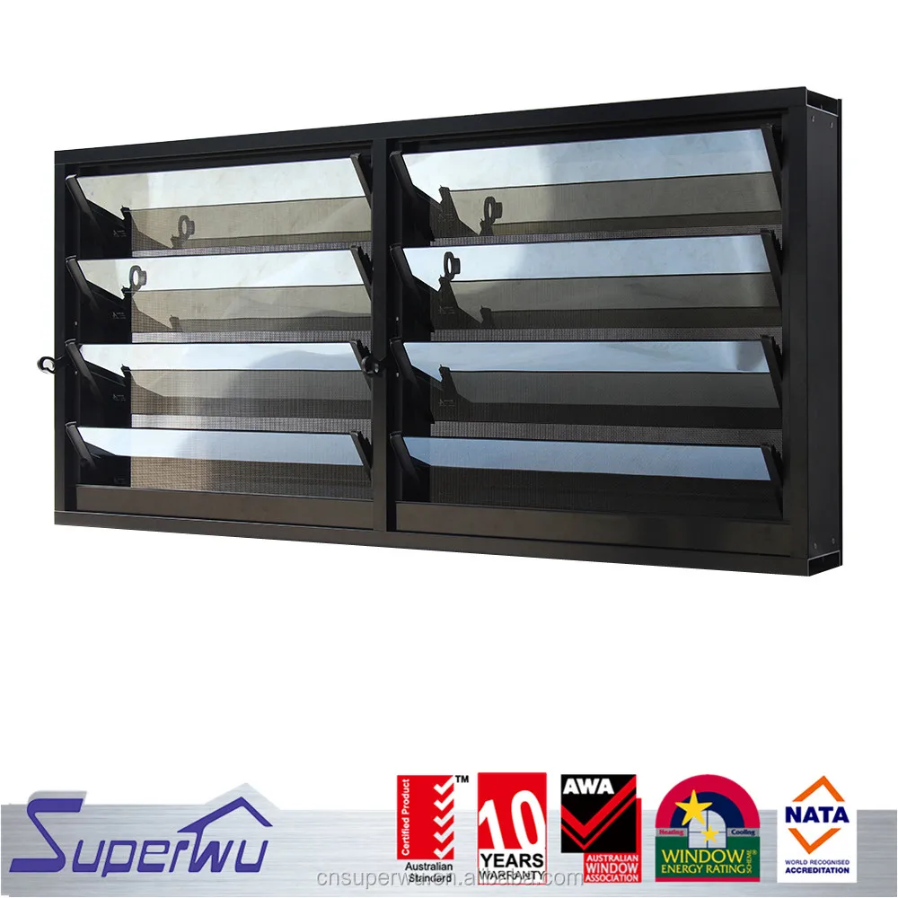 AAMA AS2047 NFRC Glass shutter with burglar bars AS 2208 glass with flyscreen