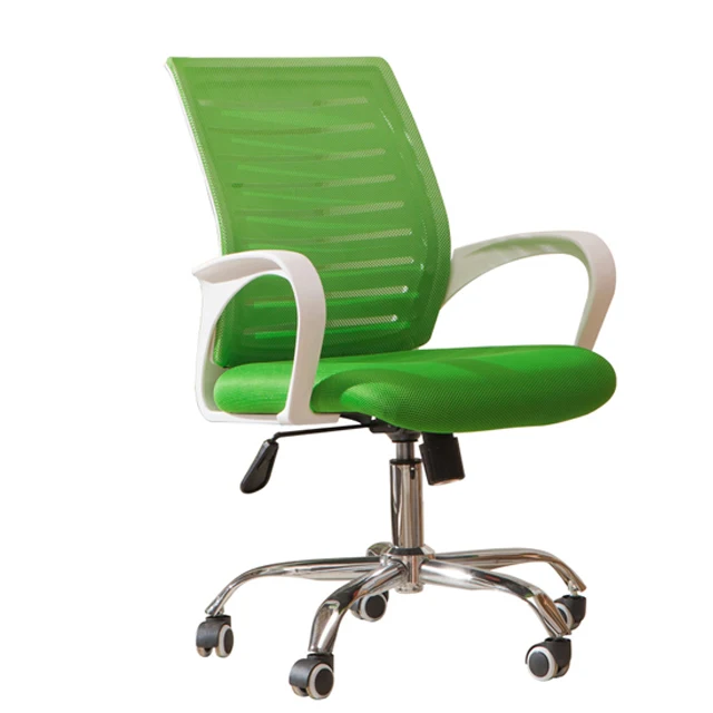 Green back and seat color fixed armrest wheel chairs for office chair use