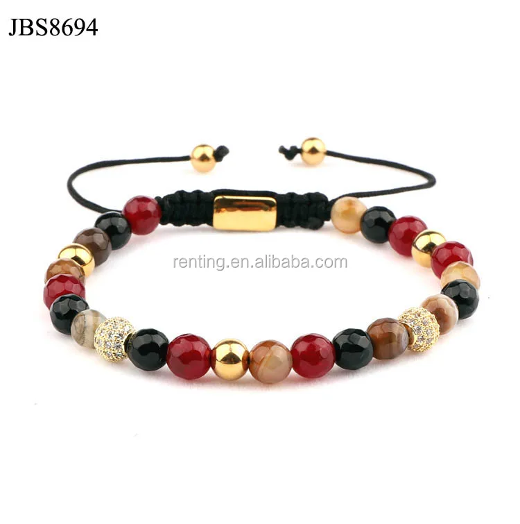 

2018 new custom logo multi color natural gemstone macrame bracelet for women