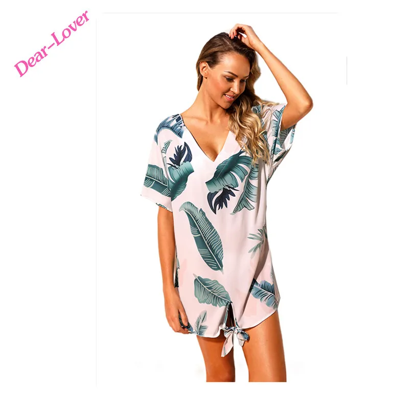 

2018 Short Sleeve Print Women Beach Dress, N/a