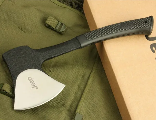 stainless steel camping camp axe with rubber coated handle