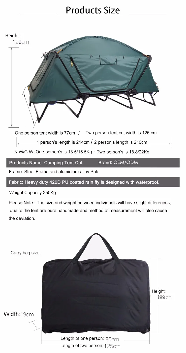 Yilu Waterproof Multipurpose Camping Bed Tent Cot 12 Person Outdoor