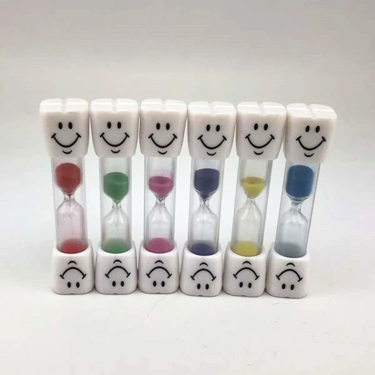 

3 min 3minutes plastic smile sand timer minute tooth brush holder hourglass 2 smiley, Clear