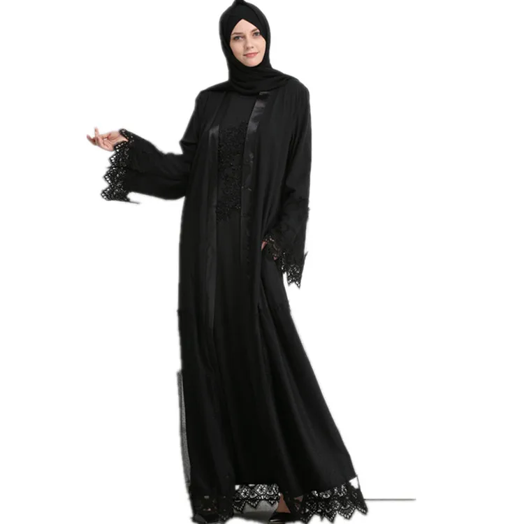 

2018 latest design Long sleeve lace black muslim new model abaya in dubai