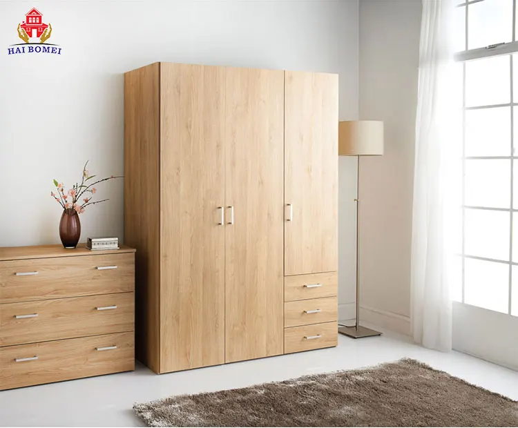 Modern Küçük Ahşap Yatak Odası Bez Gardırop S