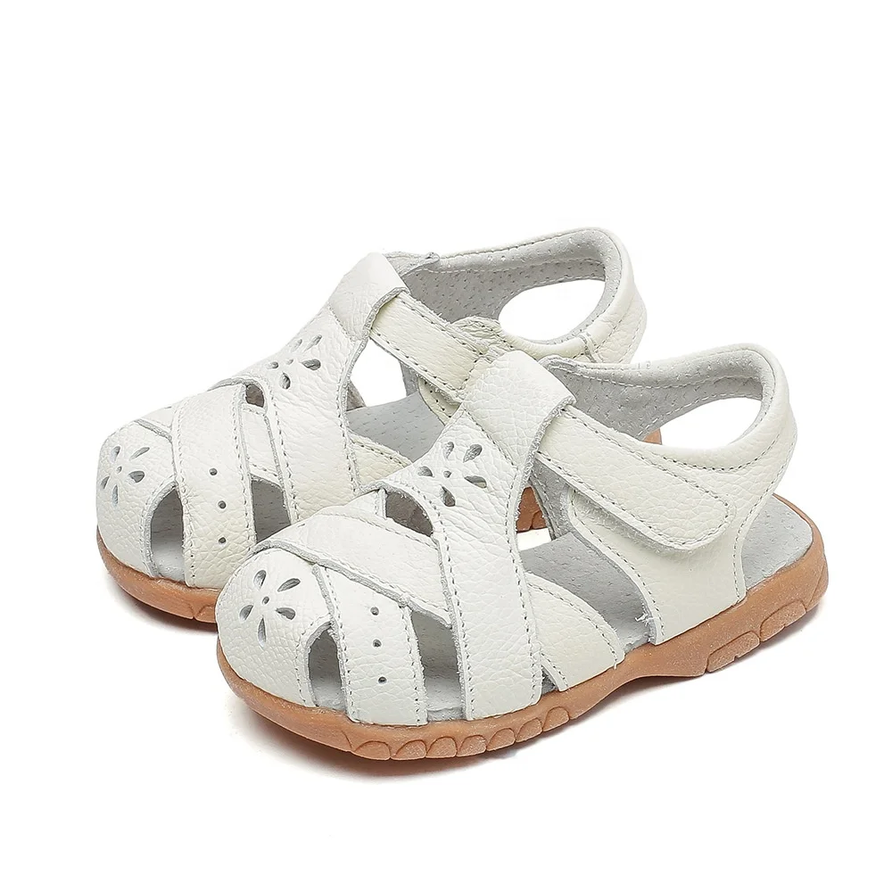 

Genuine leather soft closed toe cut out children Girls sandals flat toddler Summer shoes