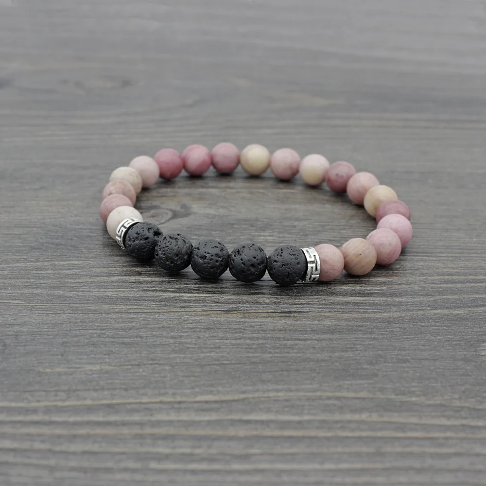 Natural Stone With Volcanic And Stainless Steel Accessories Bead Custom Fashion Charm Bracelet