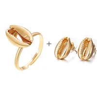 

Fashion Gold Shell Rings with earrings for jewelry Wholesale NS1810103