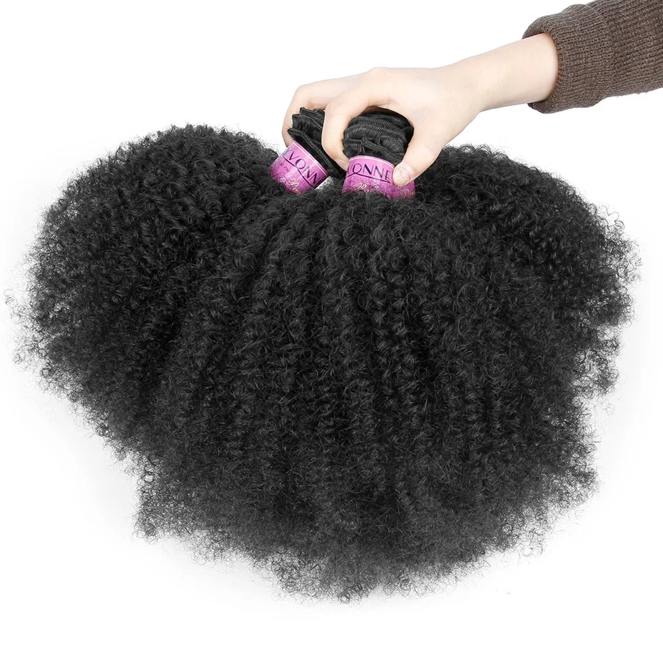 

Yvonne Cuticle Aligned Hair Afro Kinky Curly Human Hair Weave, Natural color #1b