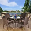 Italian style 4 seater friends gathering outdoor furniture patio chair and rattan modern dining table set