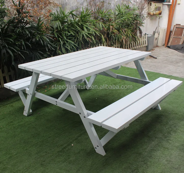 white wood garden table