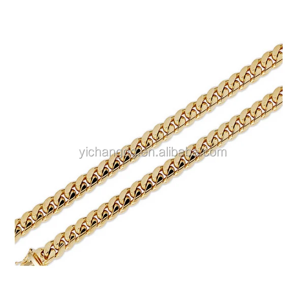 

Men's Stainless Steel 14K Yellow Gold 8.5mm Miami Cuban Link Chain, Gold;rose gold and steel