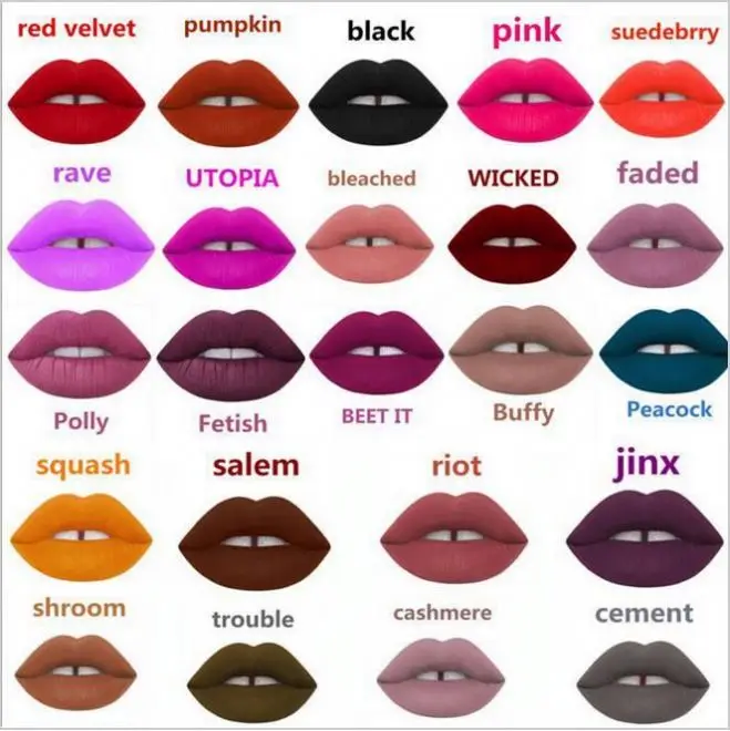

Liquid Matte Lipstick Beauty Batom Mate Maquiagem Long Lasting Waterproof Velvet Makeup Batons 24 Colors Available for Choice, N/a