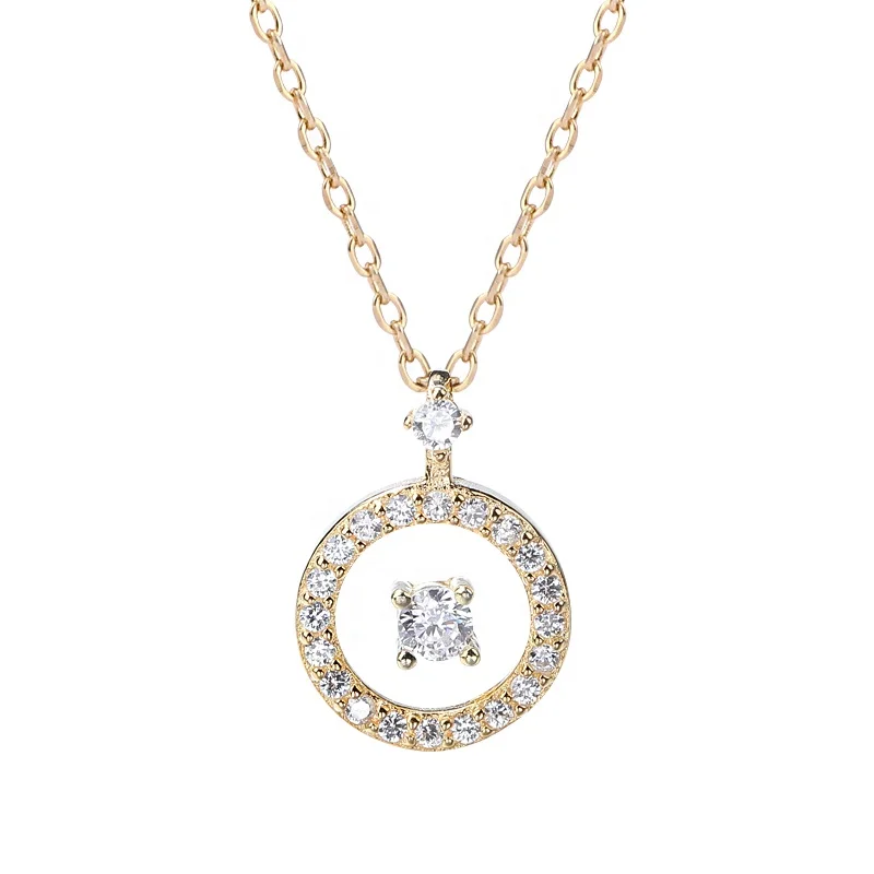 

A1450 Fashion Jewellery Necklace Silver 925 Zircon Circle Necklace For Women