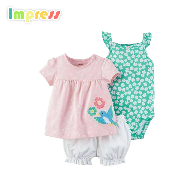 

Cute baby clothes girls baby bodysuit with shirt pant set
