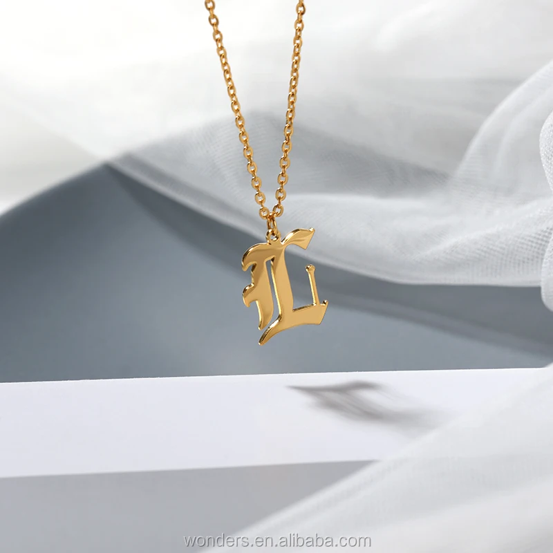 

Old English Custom necklace Initial Letter Delicate Stainless Steel Jewellery