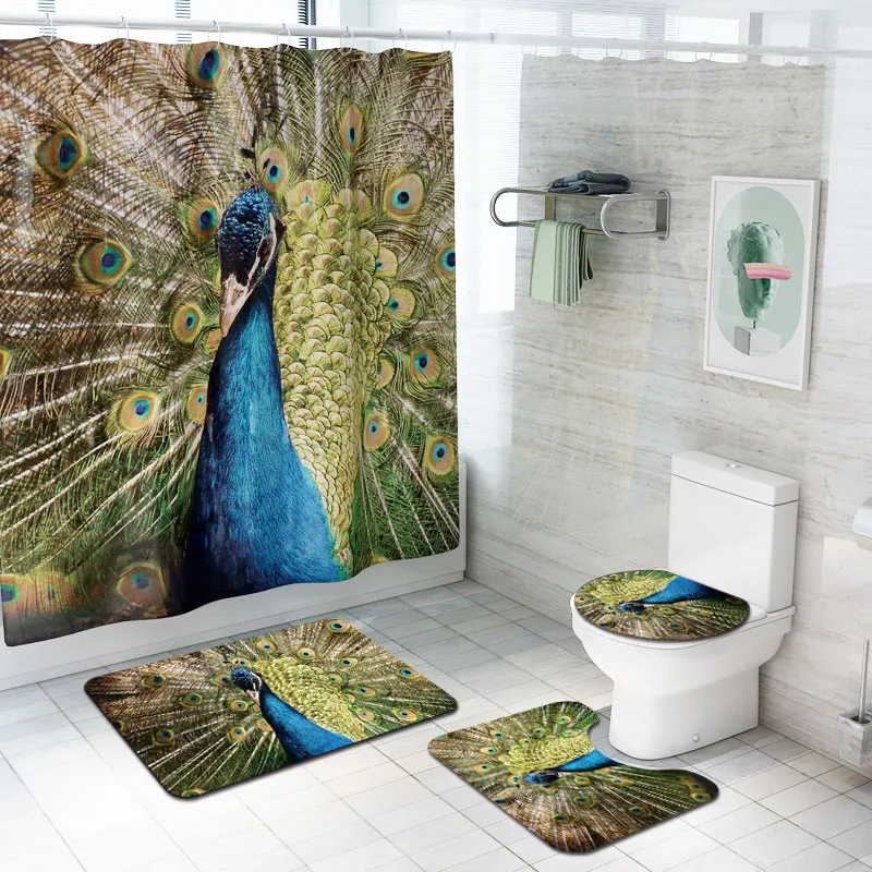 Anti Slip Spa Bath Mat Set and Polyester Waterproof Shower curtain