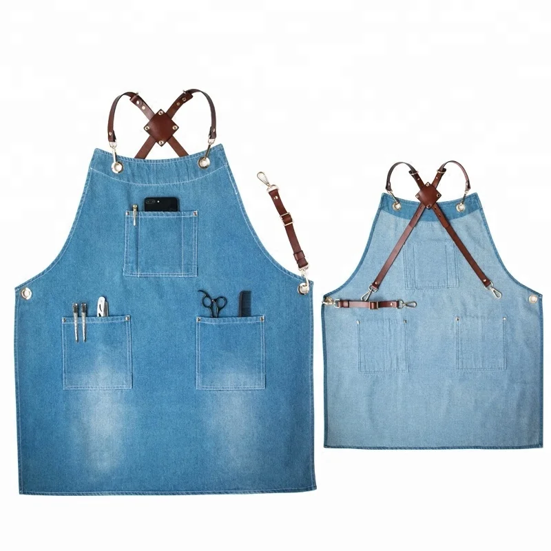

Fashion fabric cowboy barista apron for men, Blue